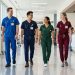 Tall healthcare professionals wearing correctly fitted tall scrub pants