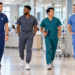 Diverse male healthcare professionals wearing different scrub pant styles